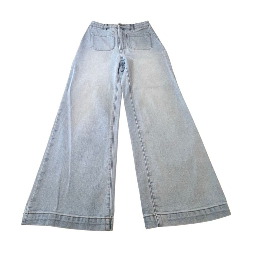 Rolla's Women's Sailor High Rise Wide Leg Denim Jeans Light Wash Blue Size 27